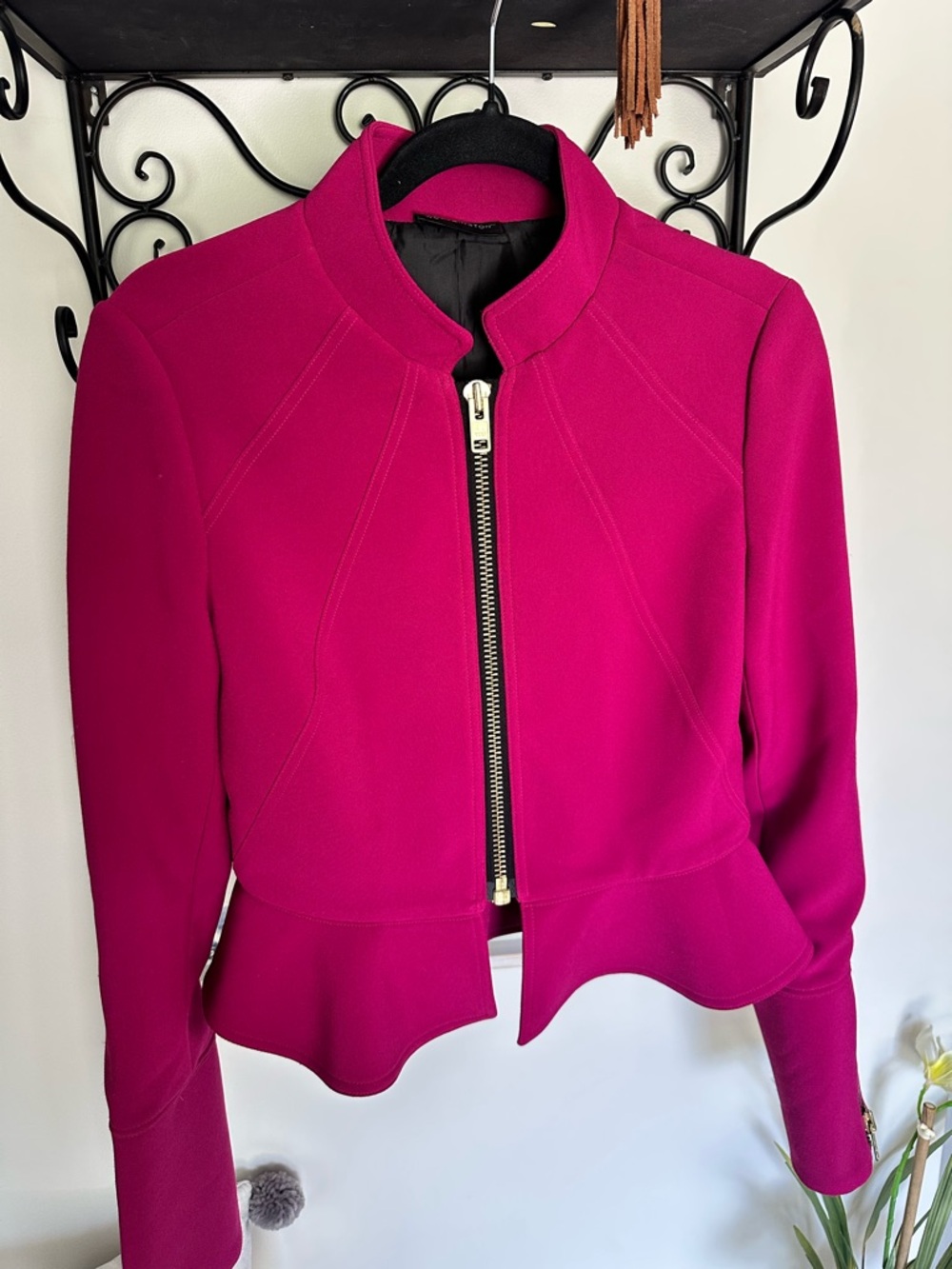 Worthington Fuchsia Peplum Zip Jacket - Picture 2 of 8